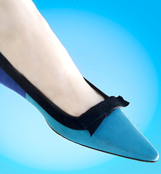 Prada Turquoise Color Block Suede Pointed Toe Flats