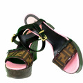 Fendi Zucca Open Toe Platform Block Heel Sandal