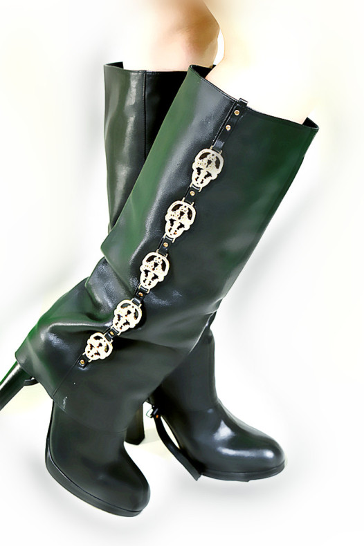 Thomas Wylde Skull Head Accented Knee High Boots